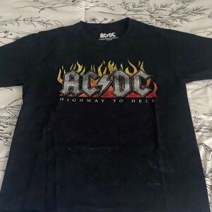 AC/DC Black T-Shirt with Flame Graphic